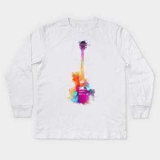 Funky guitar #guitar #music art Kids Long Sleeve T-Shirt